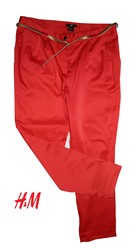 Новые женские брюки H&M, полиэстер+хлопок+эластан, цвет: ярко-красный
