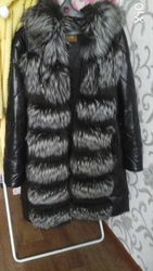 Кожаная куртка с мехом чернобурки 